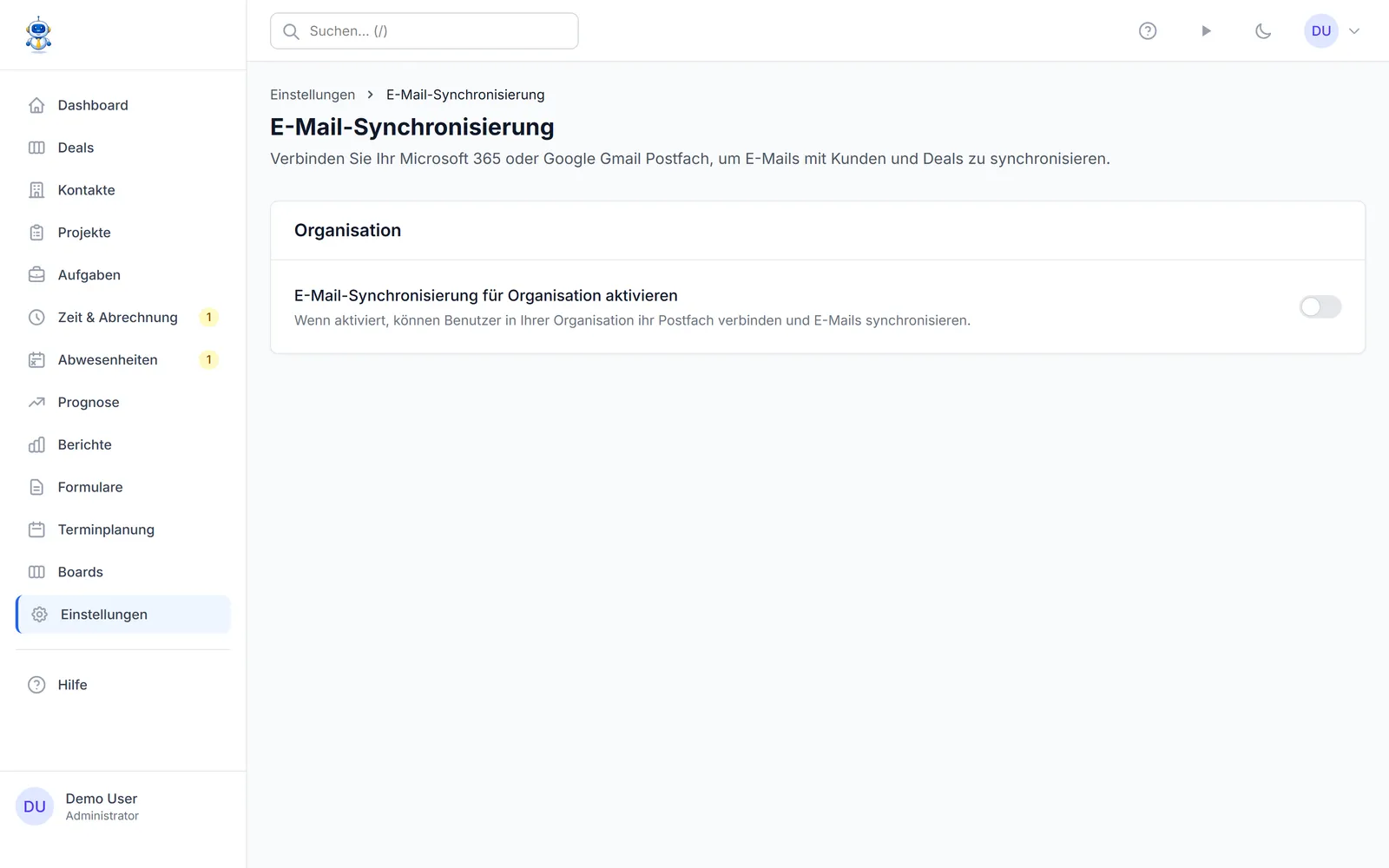 Die E-Mail-Sync-Einstellungen mit der Kontoverbindung