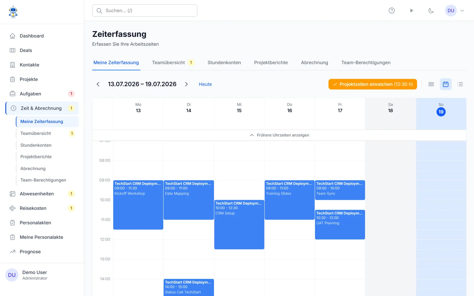 Projektbuchungen und Arbeitszeit in einem Tool