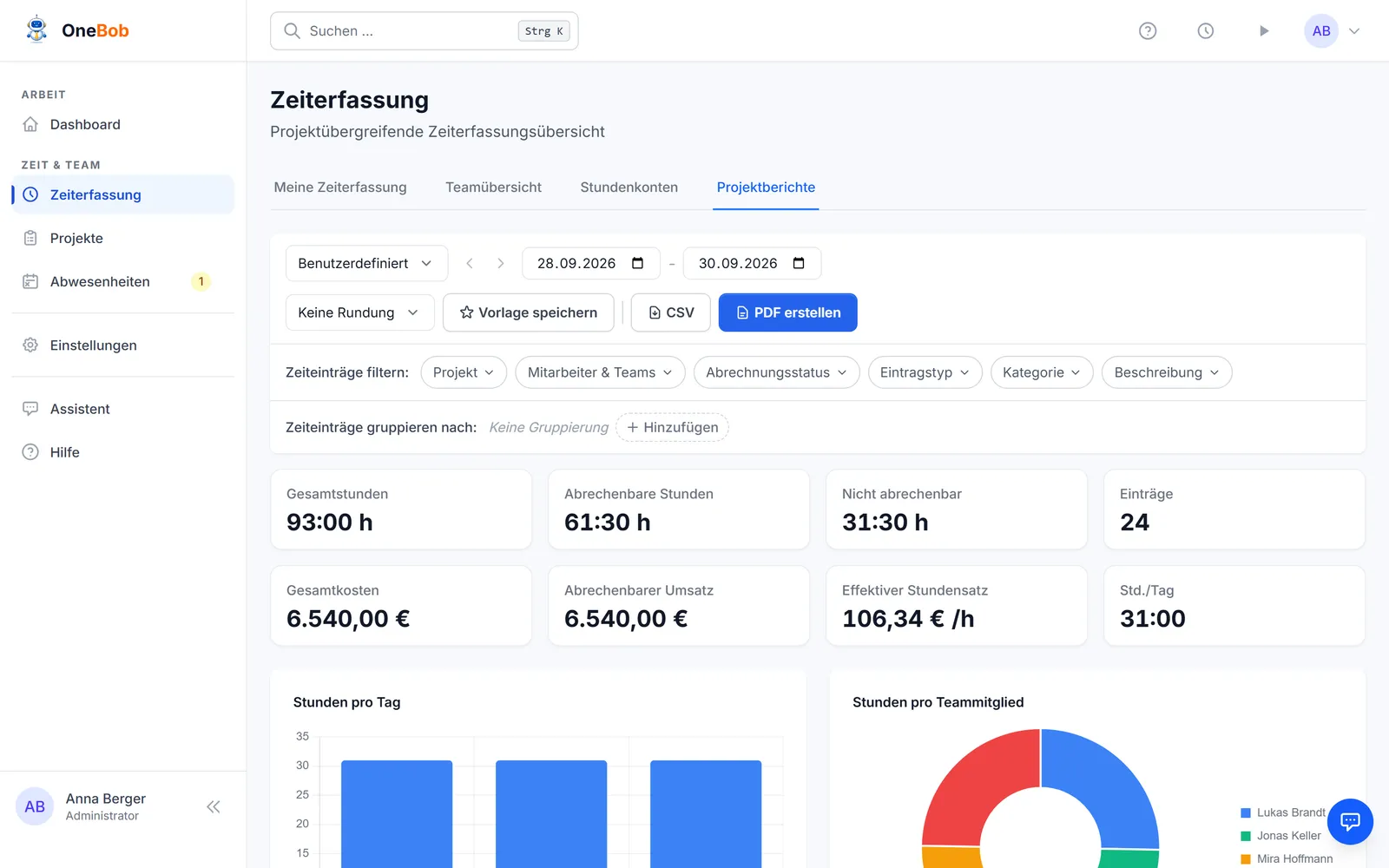 Auswertung und Export